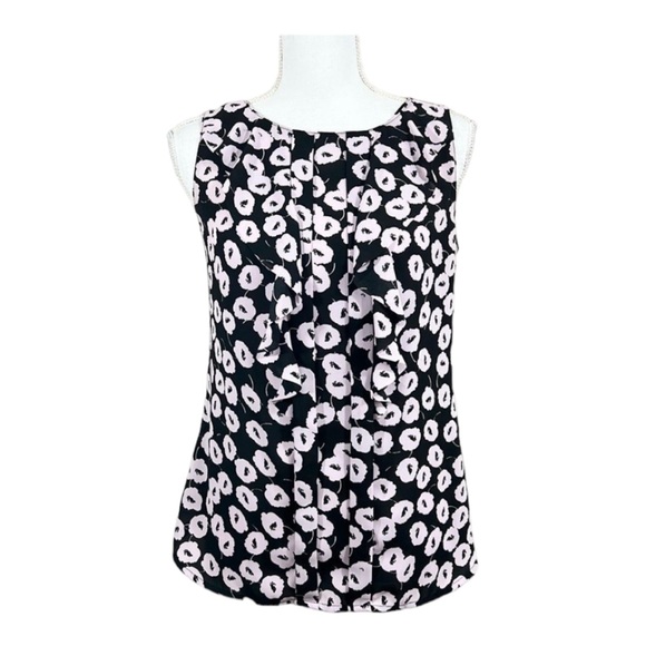 LOFT Tops - Ann Taylor Loft Black & Light Purple Floral Sleeveless Blouse Size XS
